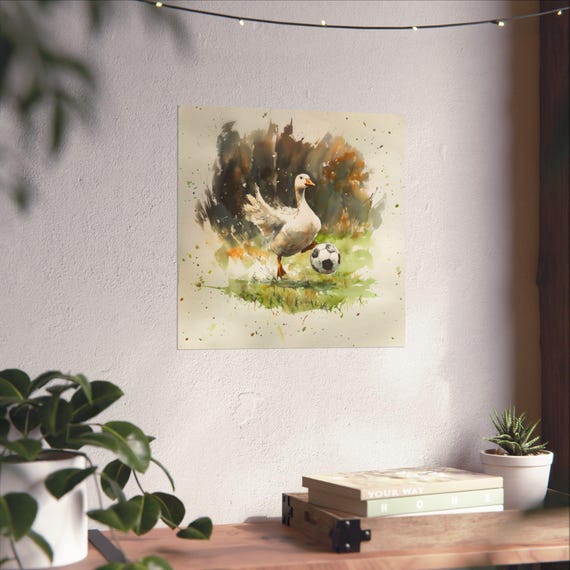 Soccer Goose Maximalist Eclectic Sports Poster Print Rugged Football Airbnb Childrens Art Fantasy Nature Rustic Wall Decor