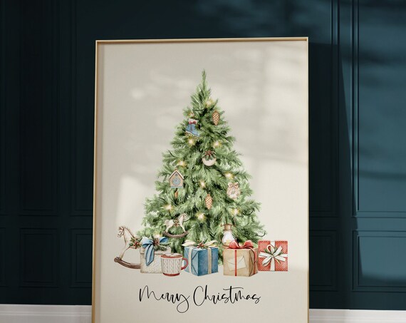 Christmas Tree Print Trendy Holiday Decor Minimalist Christmas Print Cute Christmas Tree Poster Festive Room Decor Instant