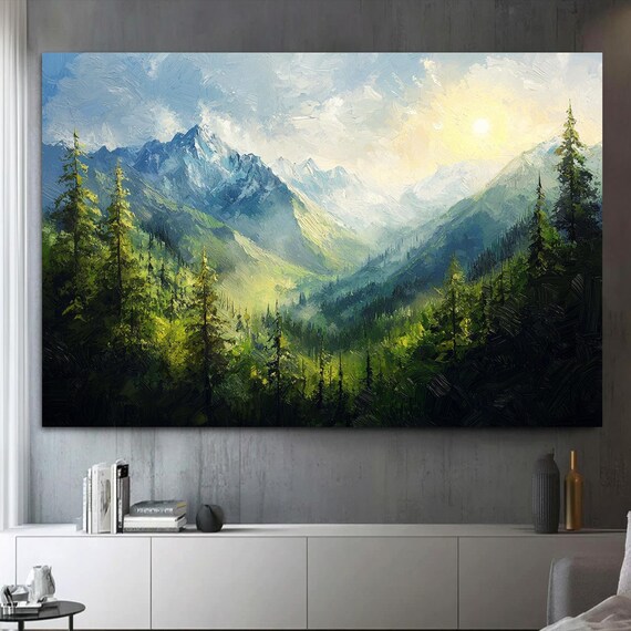 Mountain Art Nature Wall Decor Landscape Printing Scenic Wall Art Forest Print Mountain View Art Serene Wall Art Large
