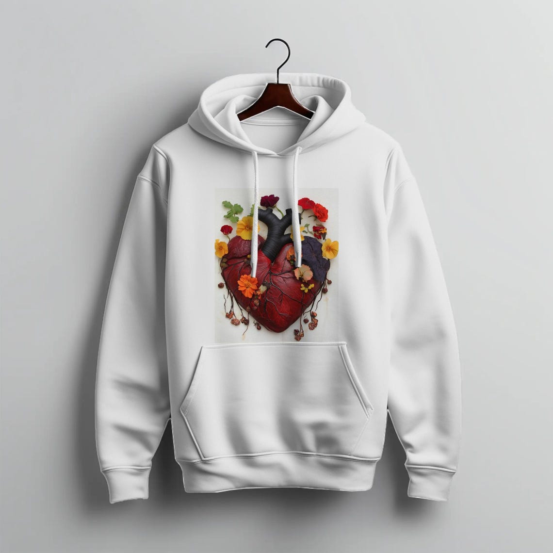 Anatomical Heart with Flowers Pressed Floral Botanical Art Poster - Image 4