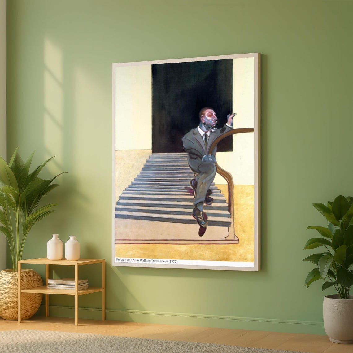 Man Walking Down Steps 1972 Surreal Figurative Painting Art Poster