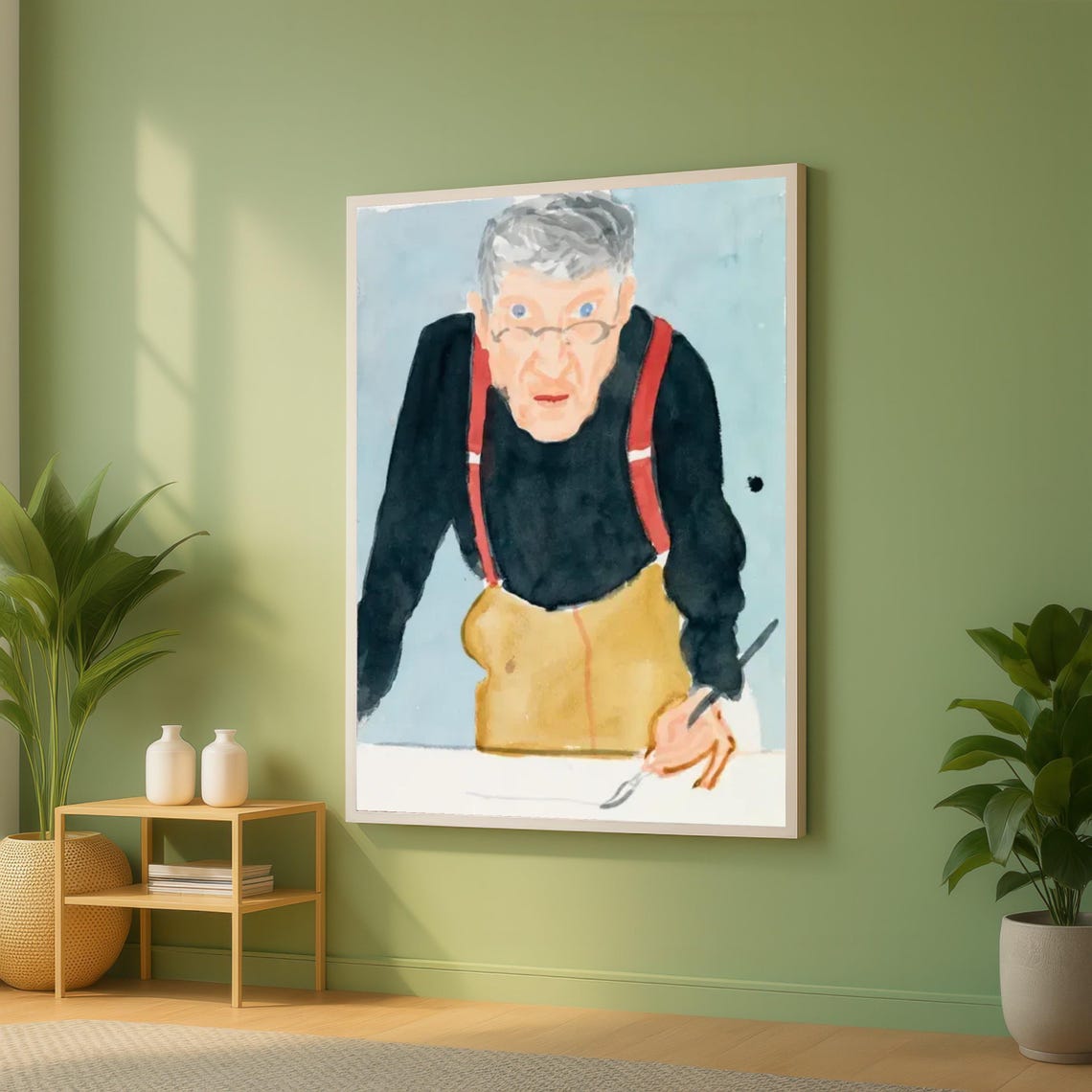 Abstract Painter Portrait With Red Suspenders Modern Art Poster