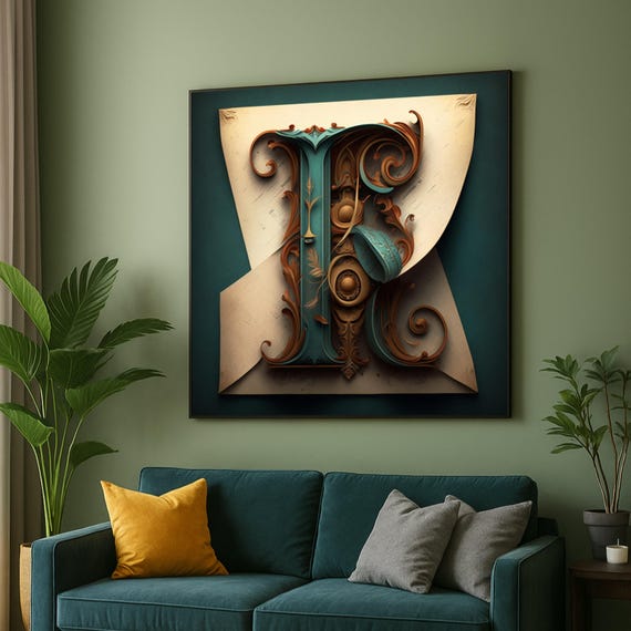 Ornate Vintage Letter R Canvas Decorative Monogram Wall Art Elegant Antique Typography Print Scrollwork Alphabet Home Office