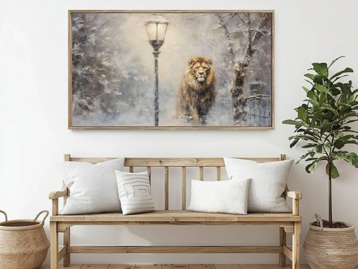 Narnia Lantern Pole and Aslan Winter Art Print - Image 3
