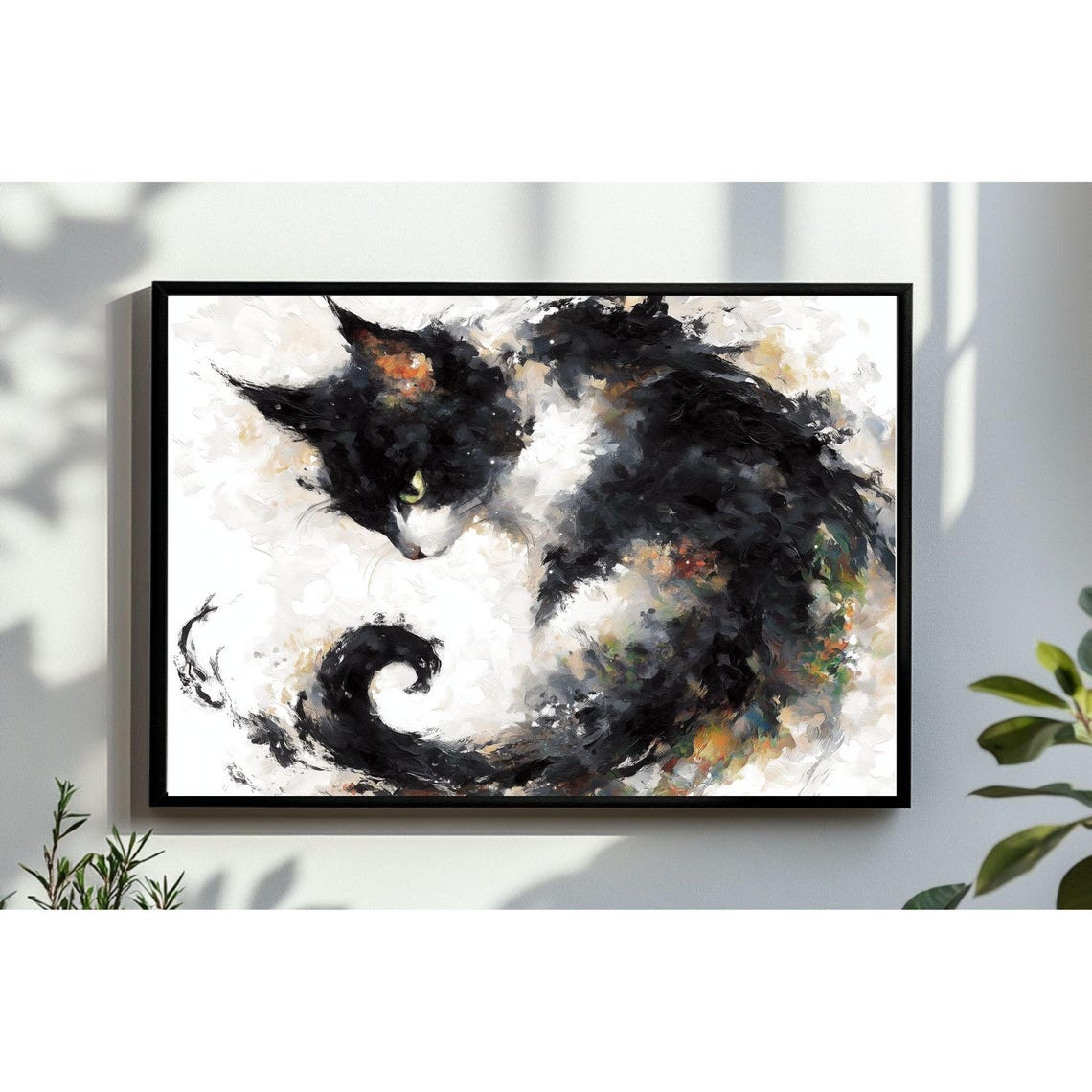 Pet Portrait Cat Wall Art Modern Playful Print Minimalist Line Drawing Kitten Artwork For Lovers