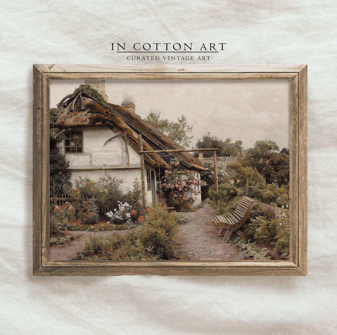 Cottage Rose Garden, Vintage Farmhouse Art Print - Image 3