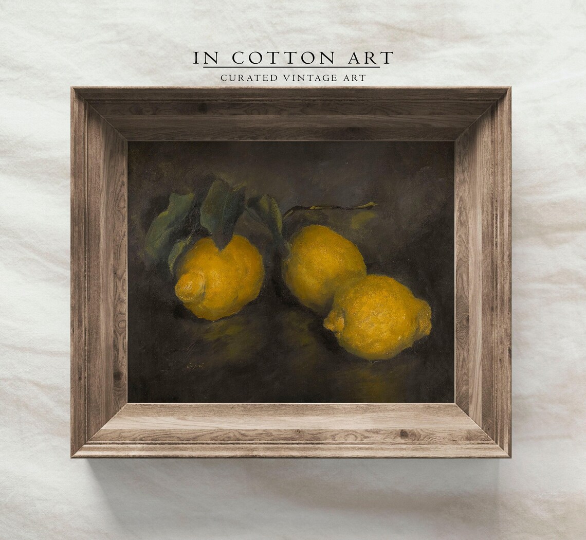 Vintage Kitchen Still Life, Moody Lemon Art Print - Image 3