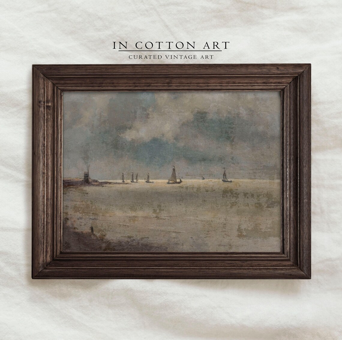 Antique Coastal Harbor Sailboats, Vintage Art Print - Image 3