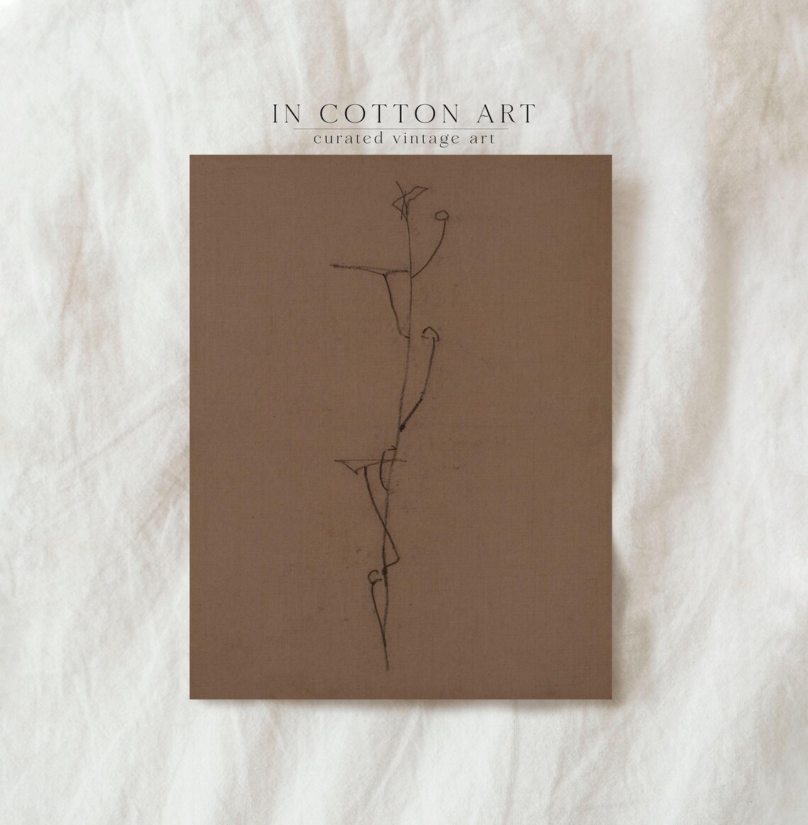 Minimalist Floral Etching Art Print, Vintage Line Drawing