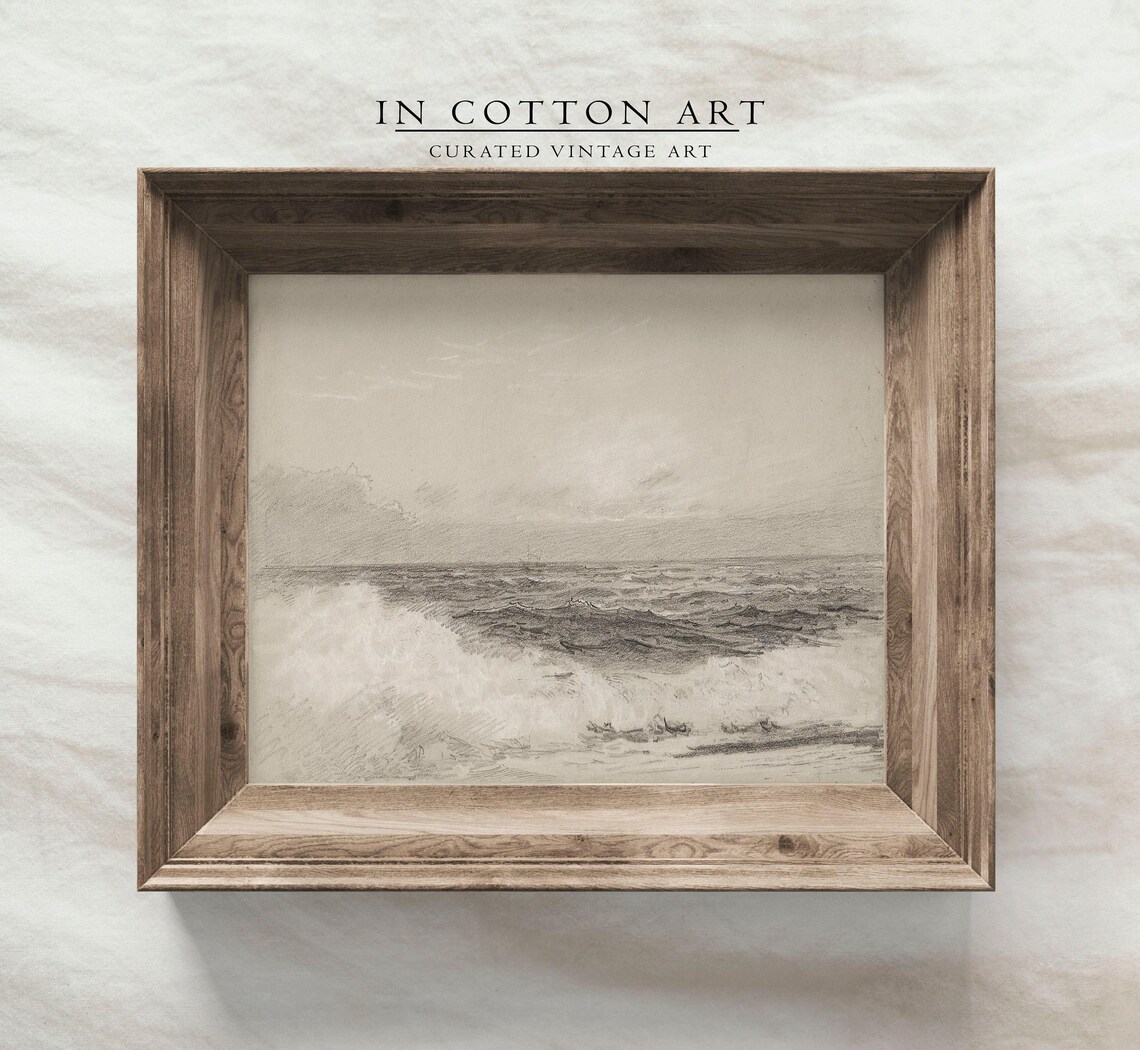 Ocean Waves Art Print Coastal Decor For Beach House Relaxing Seascape Drawing Nautical Home Decor D72 - Image 3