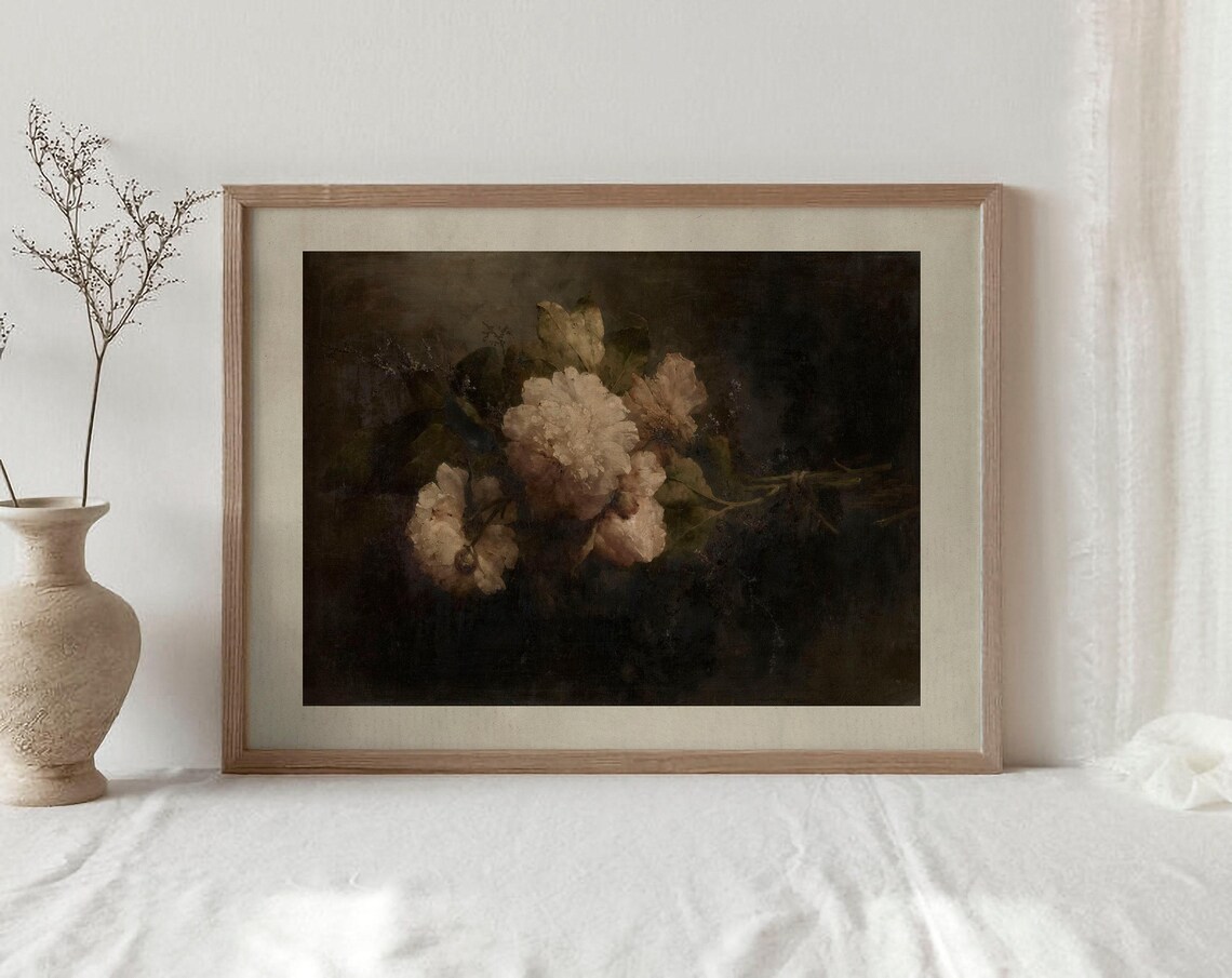 Antique Peony Bouquet, Vintage Floral Art Print - Image 2
