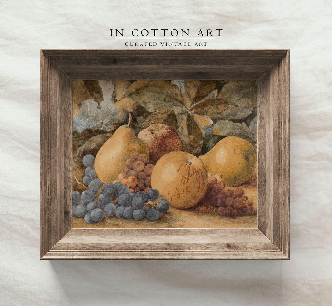 Vintage Fruit Still Life Painting Antique Kitchen Wall Decor Warm Neutral Art Print P164 - Image 4