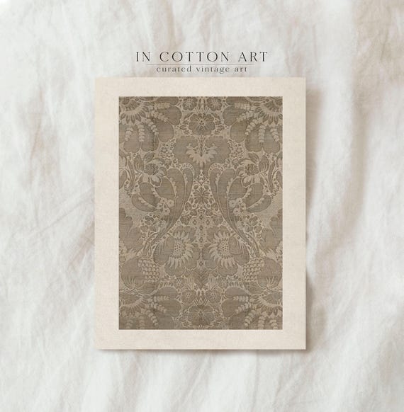 Vintage Neutral Botanical Tapestry Art Print, Eclectic Decor