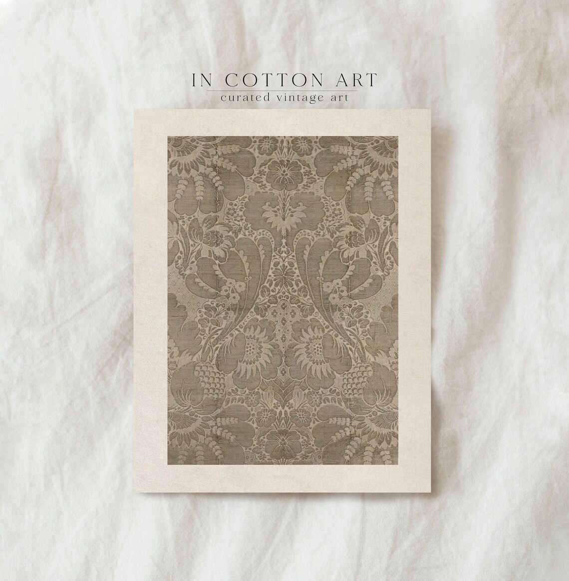 Vintage Neutral Botanical Tapestry Art Print, Eclectic Decor