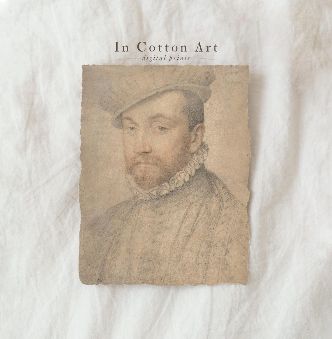 Renaissance Gentleman Portrait Sketch Vintage Historical Man Art Print - Image 2