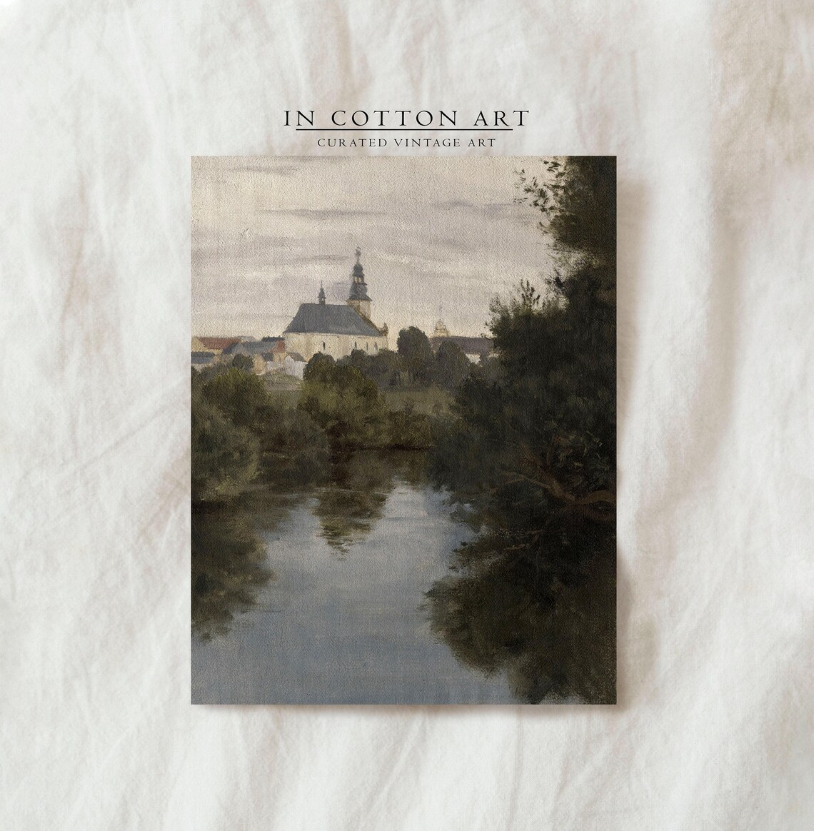 European Village Vintage Art Print, Country Landscape