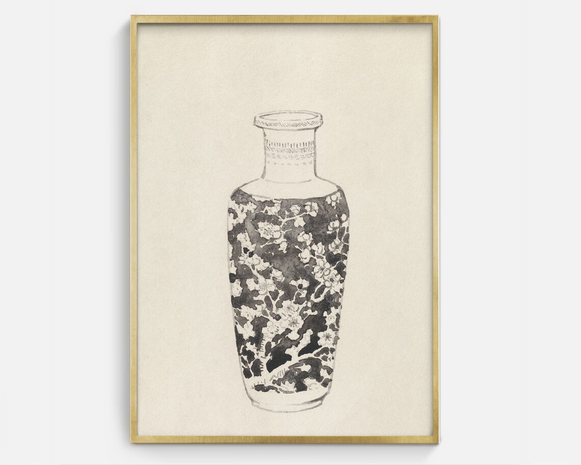 Vase Drawing No1 Vintage Still Life Art Print