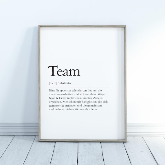 Team German Definition Motivational Teamwork Typography Art Poster