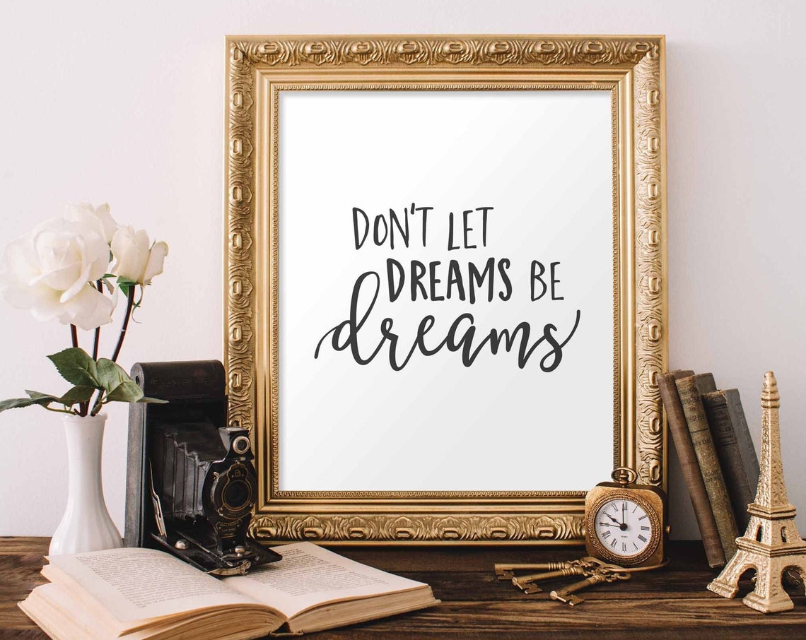 Wall Art Dreams Quote Mindset Shift Diy Graduation Gift Inspirational Saying Sign