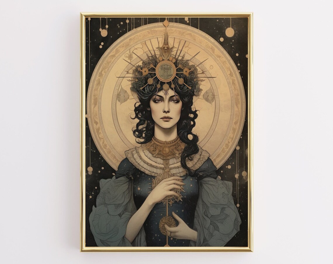 The Empress Celestial Goddess Occult Witchy Dark Art Portrait Poster
