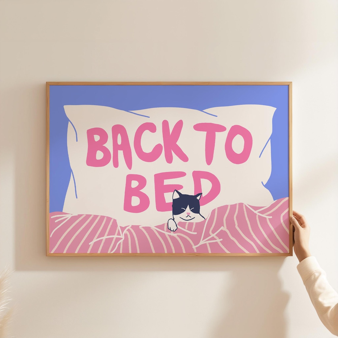 Cat Back To Bed Print, Bedroom Self-Care Decor