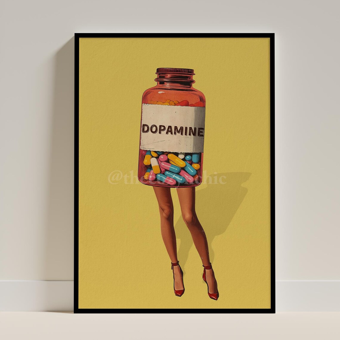 Retro Dopamine Pill Surreal Collage Poster