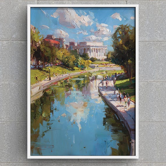 Washington Lincoln Memorial Art Print National Mall Painting Dc Landmark