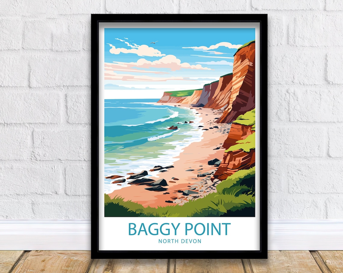 Baggy Point Travel Poster, UK Wall Decor