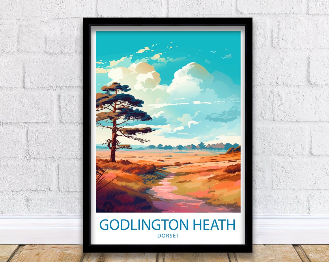 Godlingston Heath Dorset Pine Tree Sunset Heathland Trail Poster