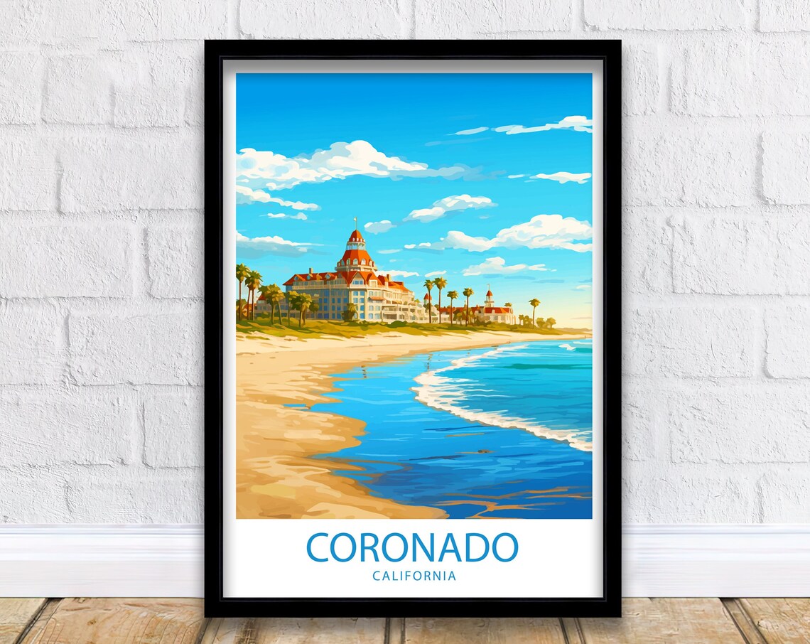 Coronado Beach Travel Poster, California Wall Decor