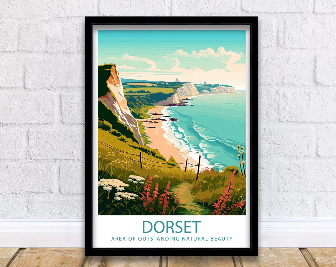 Dorset AONB Travel Print, Dorset Wall Decor