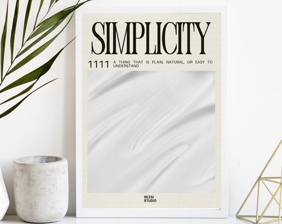 Simplicity 1111 White Silk Manifestation Dictionary Word Art Poster