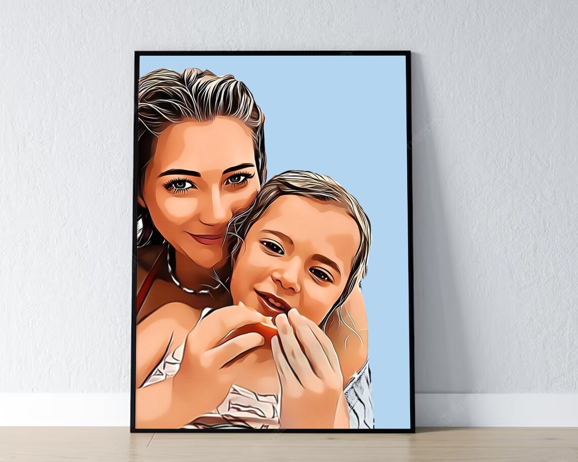 Young Mother and Baby Embrace Cartoon Pop Art Motherhood Poster - Image 7