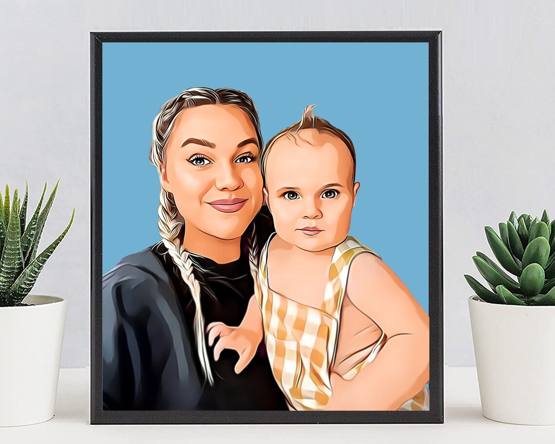 Loving Mother and Son Hug Cheerful Cartoon Pop Art Family Poster - Image 5
