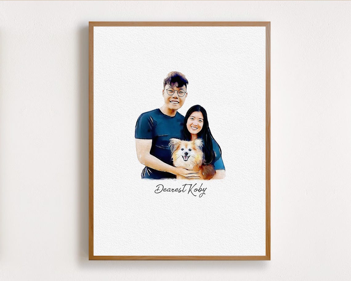 Bride and Bridesmaid Bouquet Wedding Watercolor Portrait Poster - Image 3
