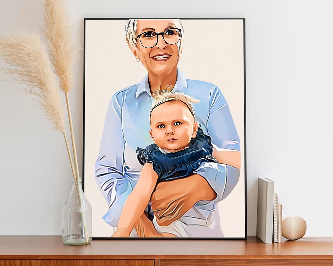 Loving Mother and Son Hug Cheerful Cartoon Pop Art Family Poster - Image 3
