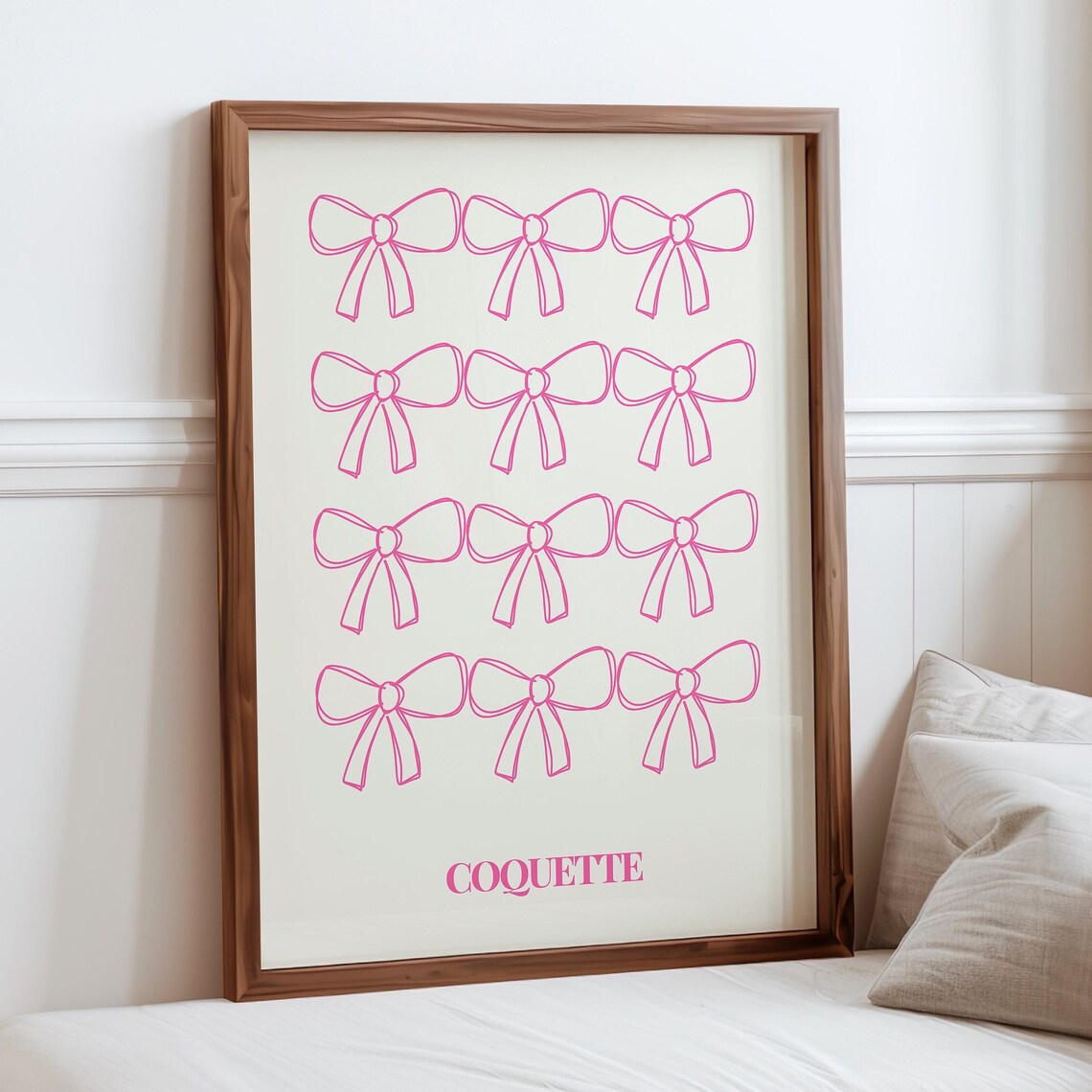 Coquette Bow Art Print, Elegant Minimalist Decor
