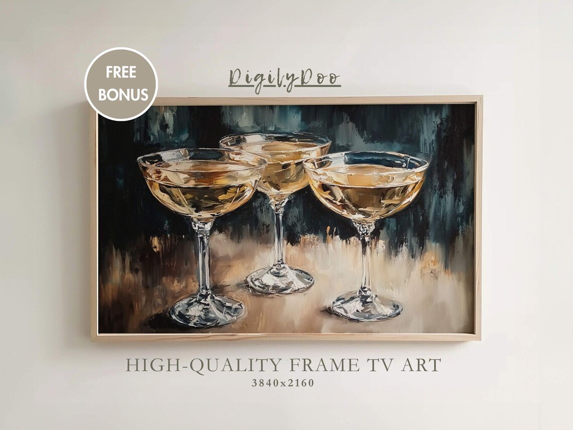 Champagne Coupe Glasses Still Life Golden Toast Elegant Art Poster