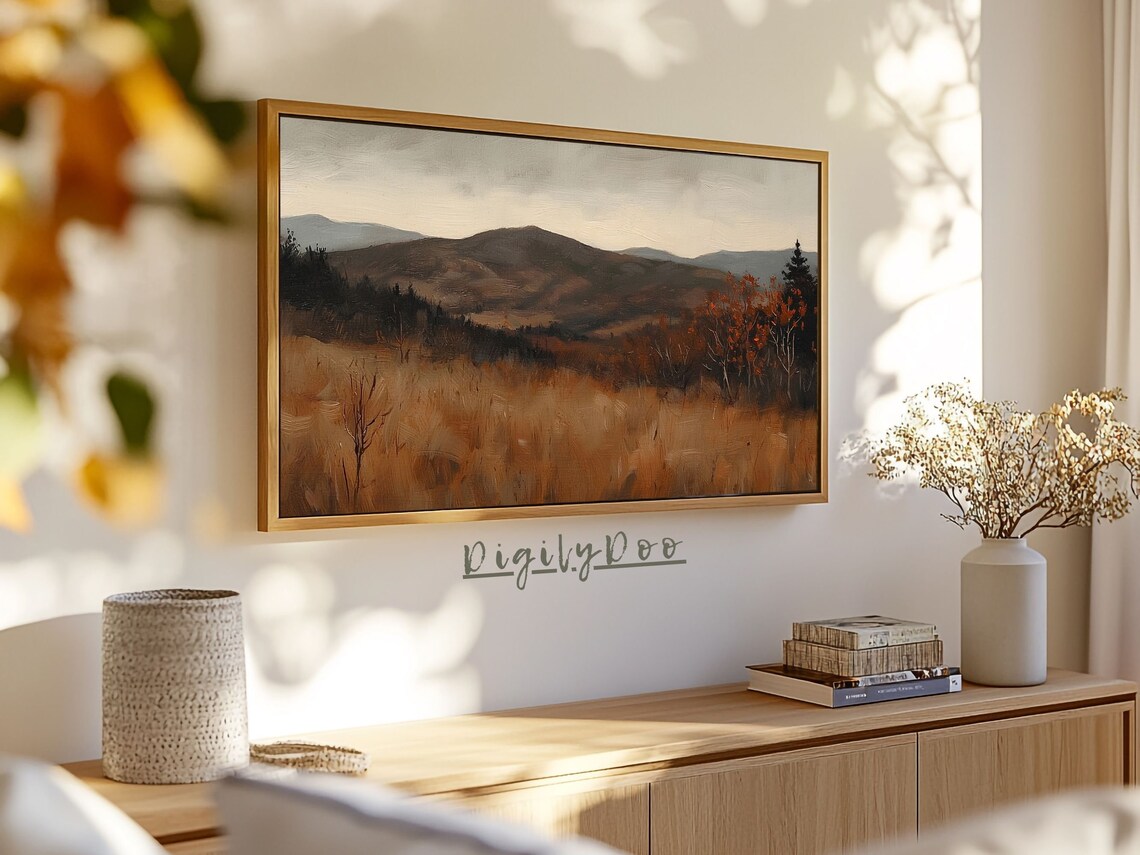 Vintage Autumn Landscape Art Print, Rustic Farmhouse - Image 3