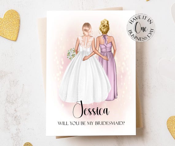 Asking Bridesmaids Will You Be My Bridesmaid Card Personalized Bridesmaid Proposal Card Will You Be My Card Maid Of Honor Proposal