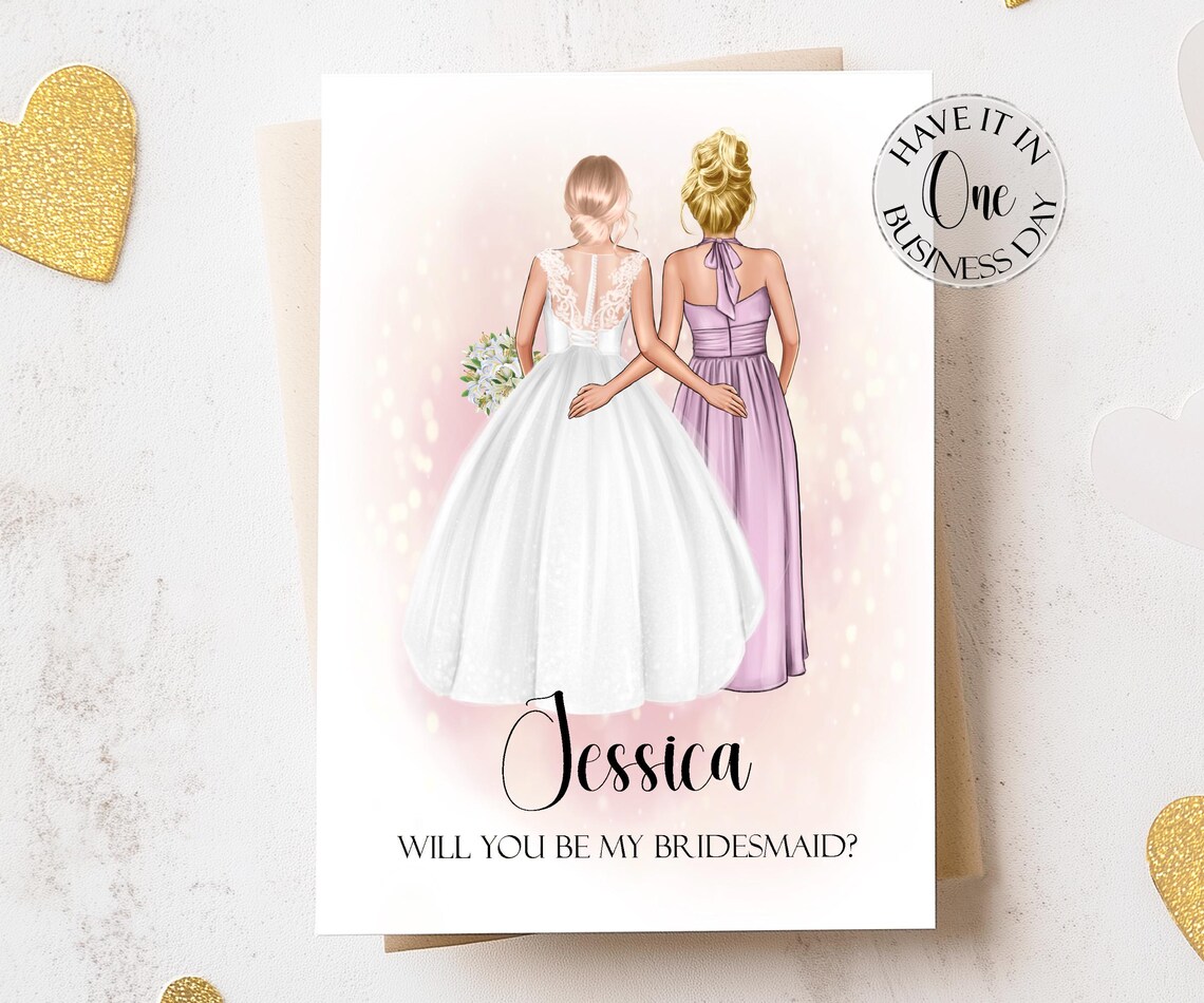 Will You Be My Bridesmaid Proposal Card Bride Illustration Print