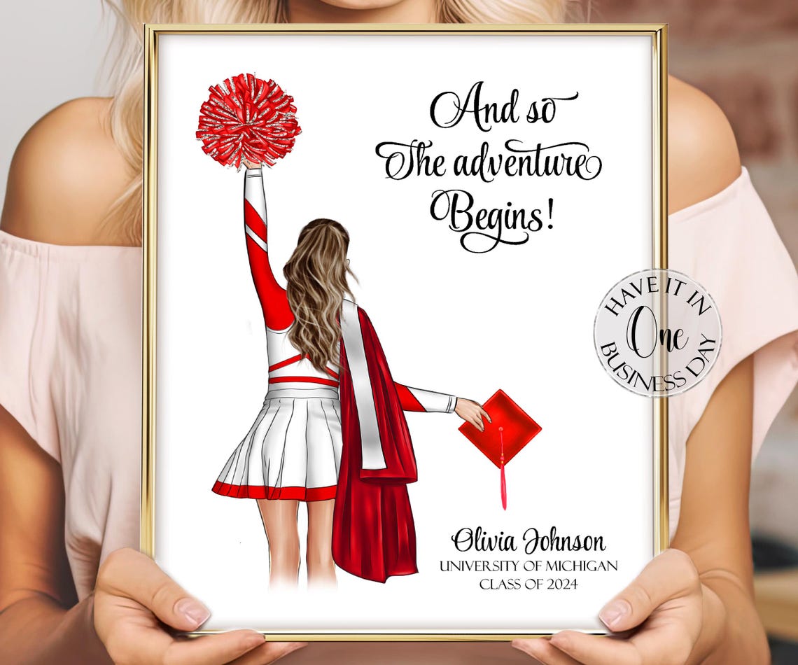 Cheerleader Graduation Cap Adventure Begins Personalized Class Poster