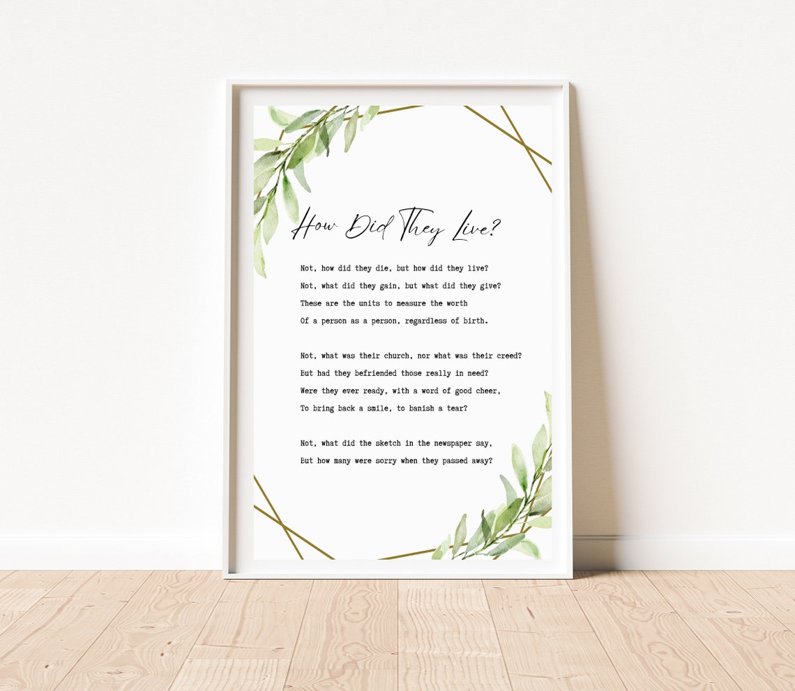 How Did They Live Memorial Poem With Eucalyptus Greenery Print - Image 2