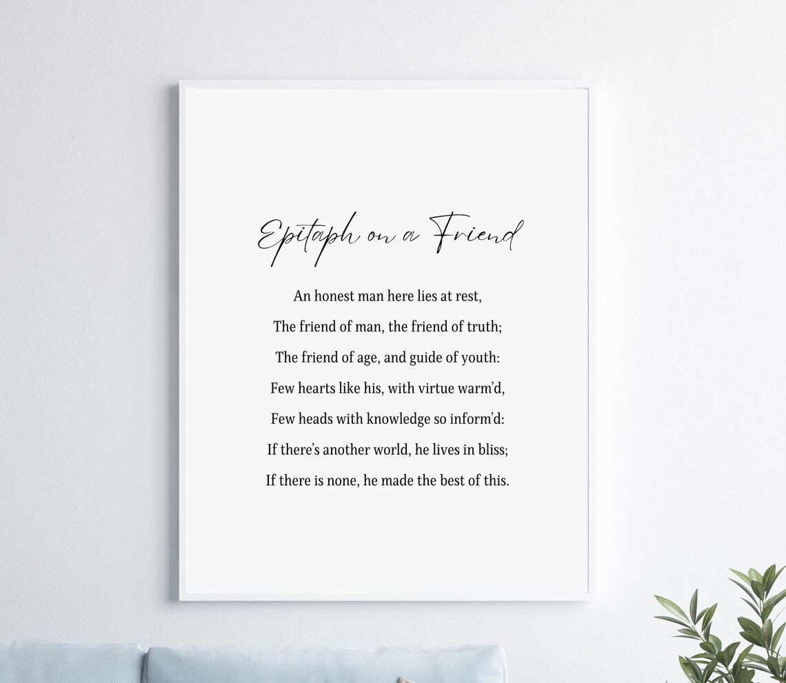 Classic Robert Burns Epitaph On A Friend Funeral Poem Wall Art - Image 2
