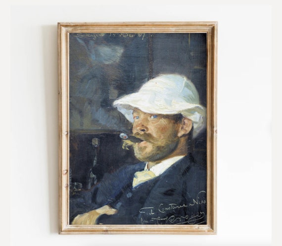Vintage Painting Man Painting Vintage Man Print Portrait Oil Painting Moody Painting Vintage Art Antique Portrait Art