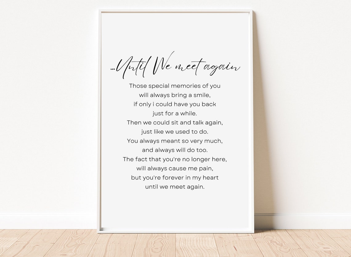 Until We Meet Again Elegant Minimalist Memorial Verse Poster