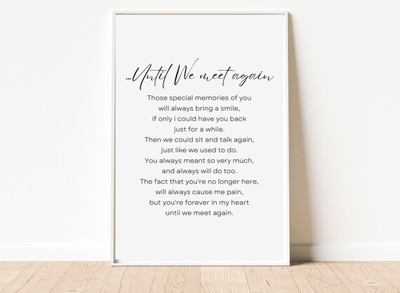 Until We Meet Again Elegant Minimalist Memorial Verse Poster