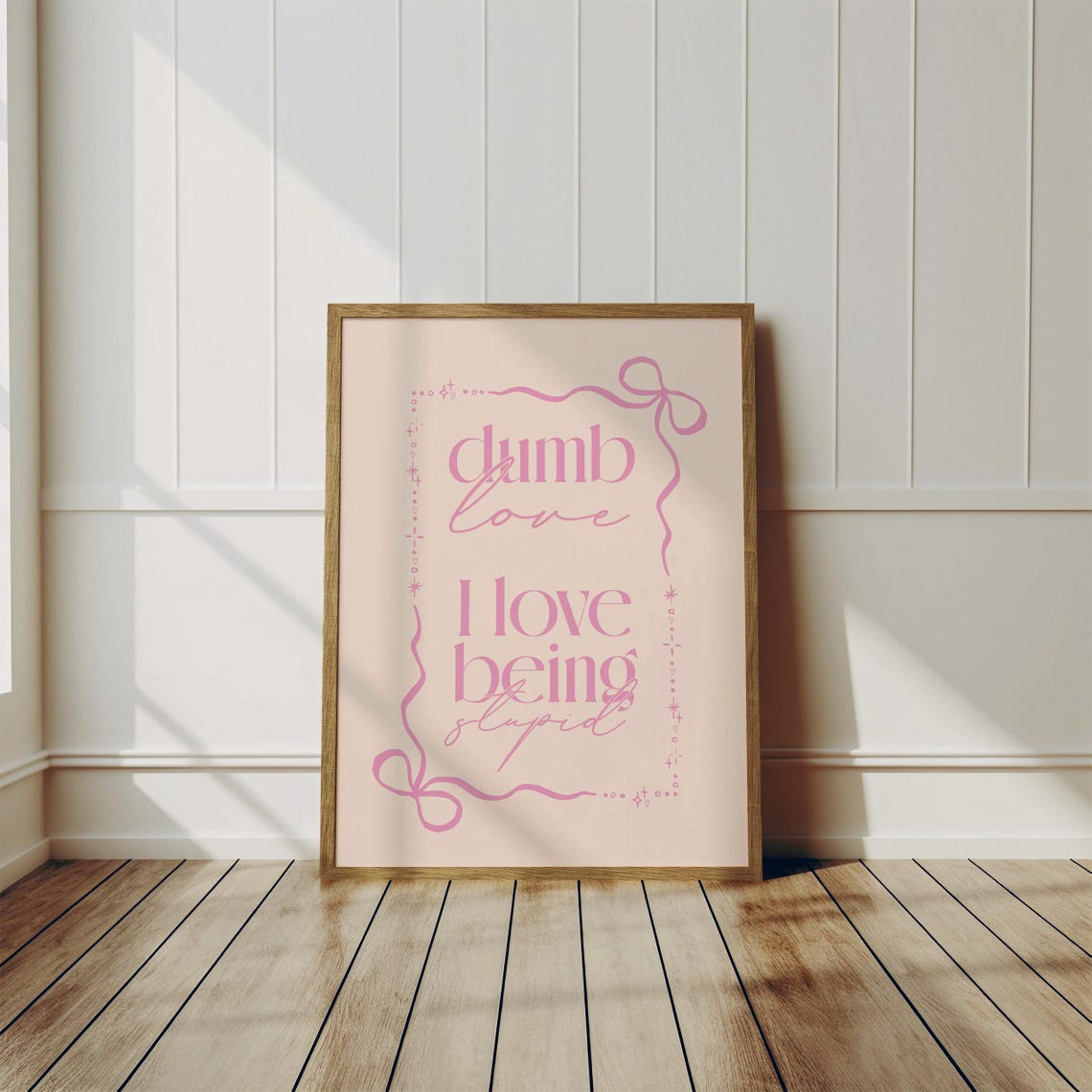 Dumb Love Lyrics Pink Typography Quote Dorm Room Decor Wall Art