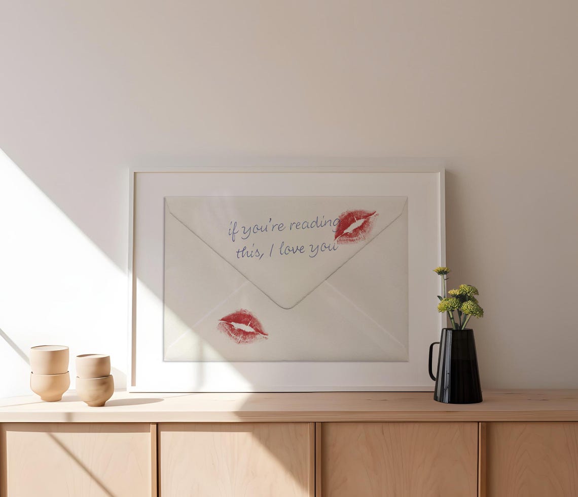 Trendy Wall Art Preppy Print Fashion Envelope Art A Love Letter Print Fashion Posters Love Quote Retro Aesthetic Art Black And White - Image 2