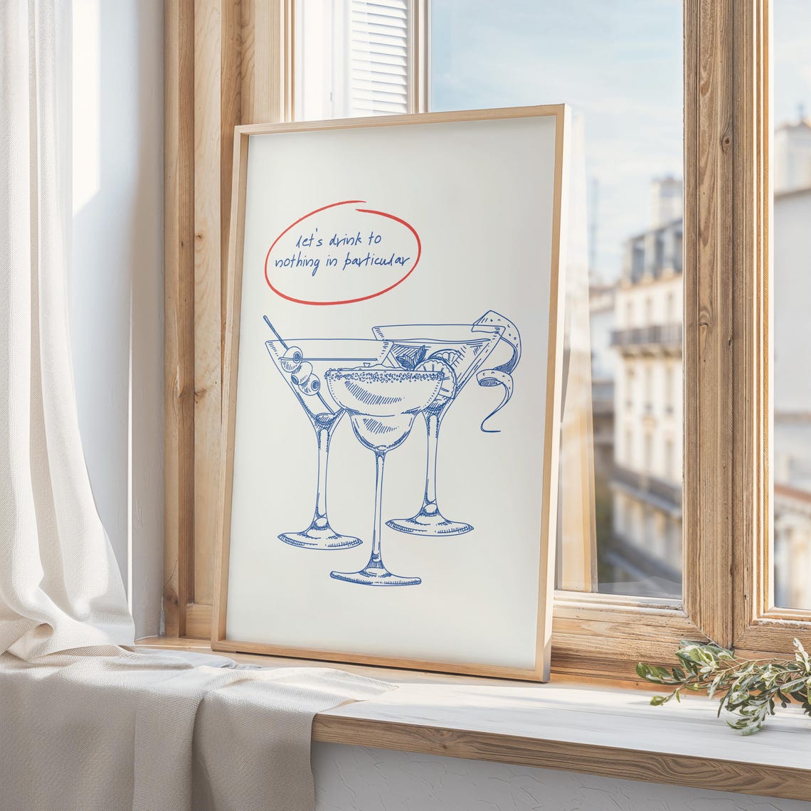 Lets Drink to Nothing in Particular Blue Cocktail Bar Art Poster
